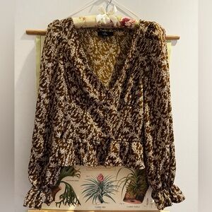 Lulus Autumn Blossom Brown Floral Button-Front Long Sleeve Top